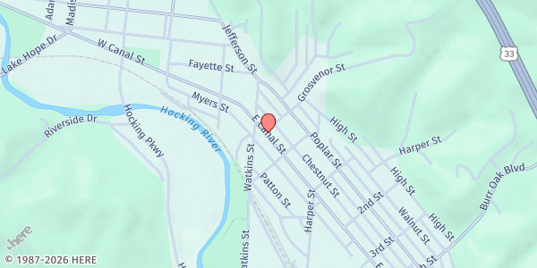 Map showing Nelsonville Food Cupboard at 1950 Mt. St. Mary Dr., Nelsonville, OH
