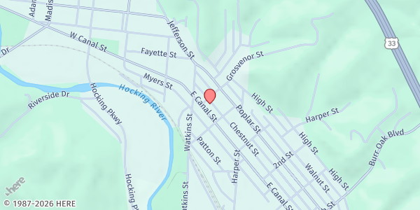 Map showing Nelsonville Food Cupboard at 1950 Mt. St. Mary Dr., Nelsonville, OH