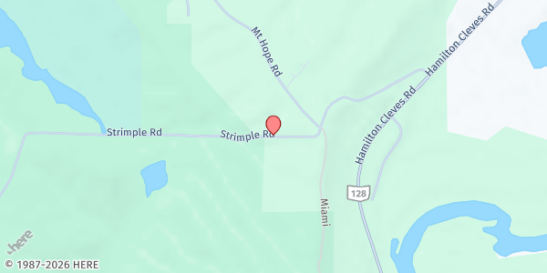 Map showing Mt. Hope Baptist Church at 9200 Strimple Rd., New Haven, OH