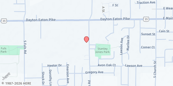 Map showing New Lebanon Courthouse at 195 S Clayton Rd, New Lebanon, OH