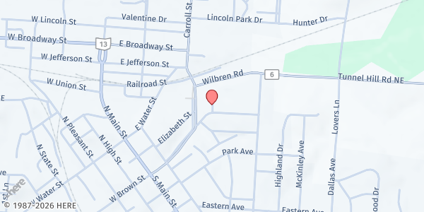 Map showing New Lexington Food Pantry at P.O. BOX 933, NEW LEXINGTON, OH