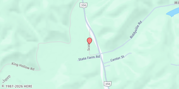 Map showing Feed My Sheep Food Pantry at 8279 Scott Road, New Marshfield, OH