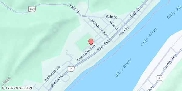 Map showing New Matamoras Food Pantry at 100 Stover Drive, New Matamoras, OH