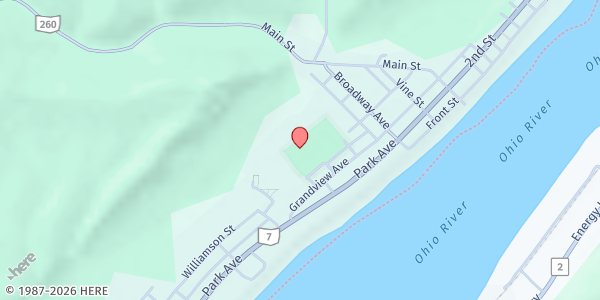 Map showing New Matamoras Food Pantry at 1000 Stover Drive, New Matamoras, OH