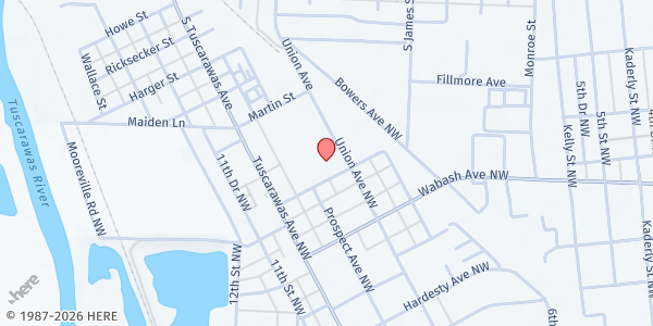 Map showing The Salvation Army - Dover at 809 Emmet Ave NW, New Philadelphia, OH