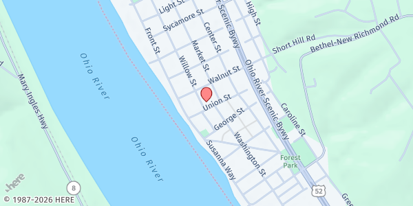 Map showing New Richmond Village Food Pantry at 102 Willow St., New Richmond, OH