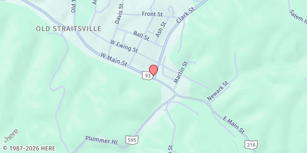 Map showing New Straitsville FP at 101 Clark St, NEW STRAITSVILLE, OH