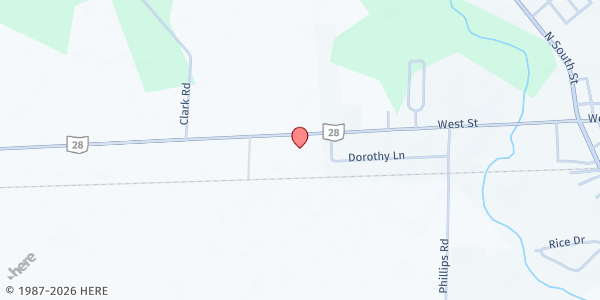 Map showing Faith in Christ Church at 11576 State Route 28 West, New Vienna, OH