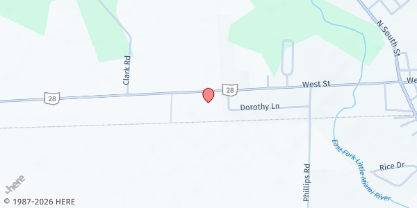 Map showing New Vienna UMC at 11576 St. Route 28 West, New Vienna, OH