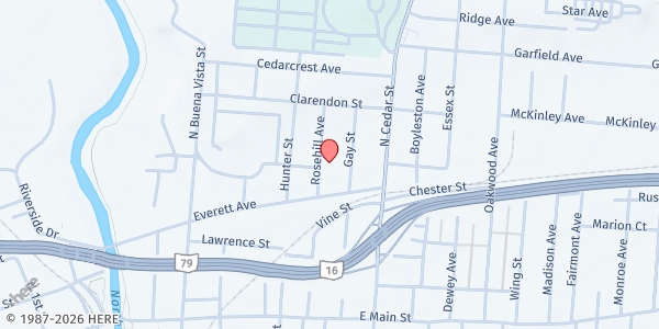 Map showing Last Call Ministries - The Open Pantry at 310 Everett Ave., Newark, OH