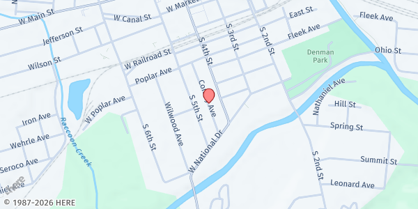 Map showing Market Street Pantry at 37 1/2 South 4th St., Newark, OH