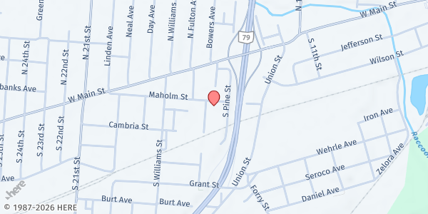 Map showing Newark Church of the Nazarene at 71 Maholm Street, Newark, OH
