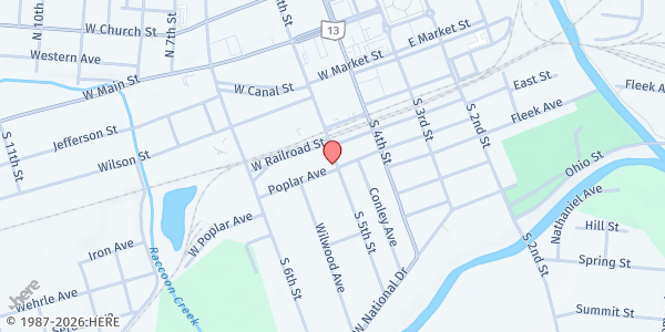 Map showing Old Country Church at 101 S Fifth Street, Newark, OH