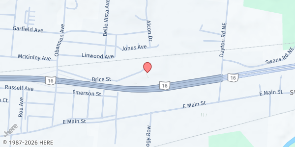 Map showing The Food Pantry Network Facility at 1025 Brice Street, Newark, OH