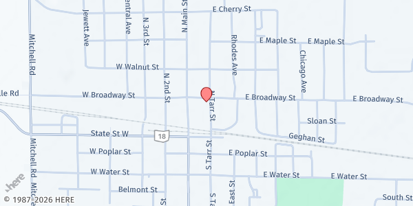 Map showing Bridge Fellowship Church at 123 East Broadway Street, North Baltimore, OH