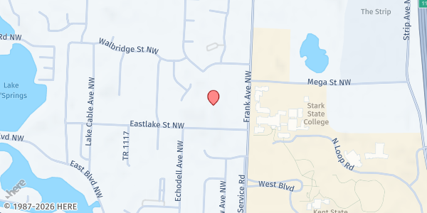 Map showing John Knox Presbyterian Church at 5155 Eastlake St NW, North Canton, OH