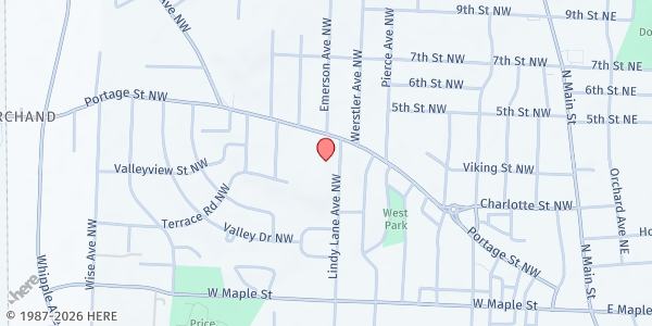 Map showing Zion Lutheran Church North Canton at 349 Lindy Lane N.W., North Canton, OH