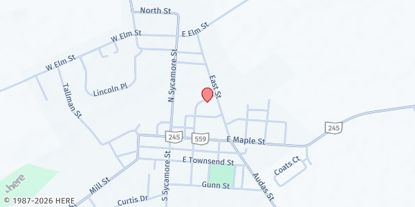 Map showing North Lewisburg Food Pantry at 124 Maple St, North Lewisburg, OH