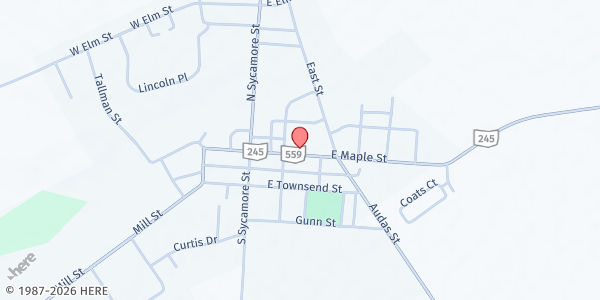 Map showing North Lewisburg Methodist Church at 124 Maple St, North Lewisburg, OH