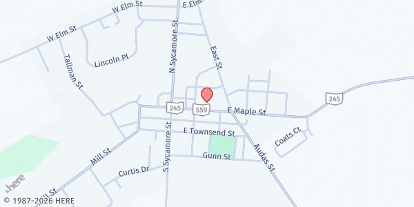 Map showing North Lewisburg United Methodist Church at 124 E. Maple St., North Lewisburg, OH