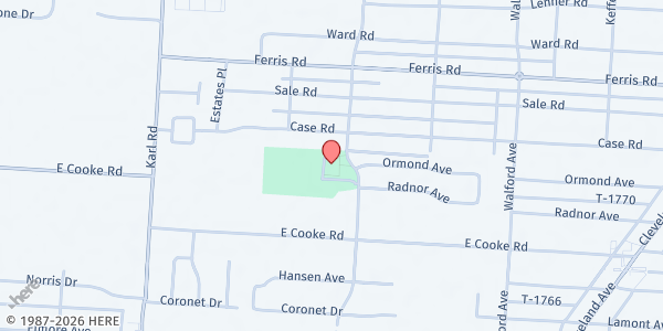 Map showing Feddersen Community Center at 3911 Dresden Street, North Linden, OH