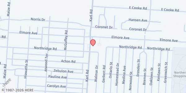 Map showing Salvation Army Citadel at 3662 Karl Road, North Linden, OH