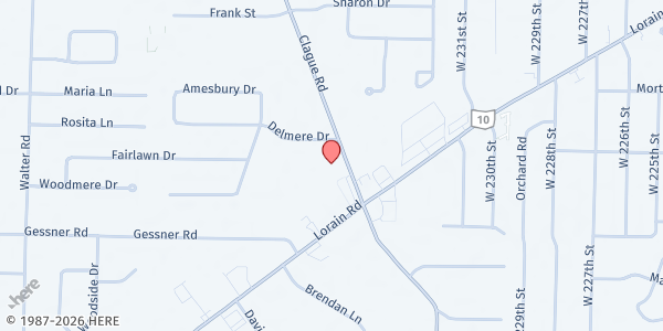 Map showing Clague Road United Church of Christ at 3650 Clague Rd, North Olmsted, OH