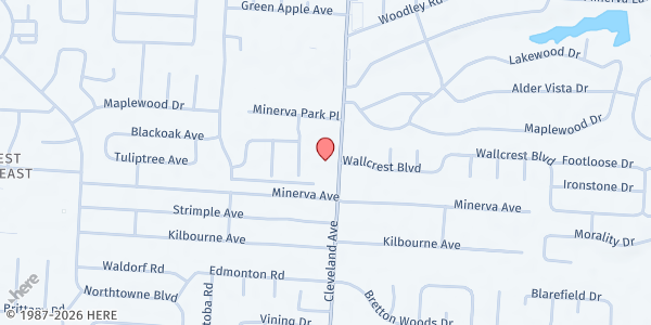 Map showing Crossroads Baptist Church at 5075 Cleveland Avenue, Northland, OH