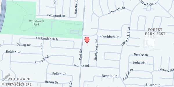 Map showing Epworth UMC at 5100 Karl Road, Northland, OH