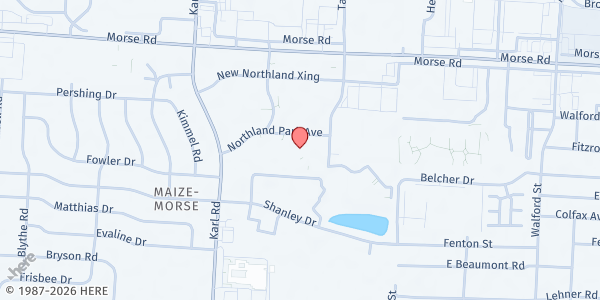 Map showing Franklin County Job and Family Services - Northland Office at 1721 Northland Park Avenue, Northland, OH