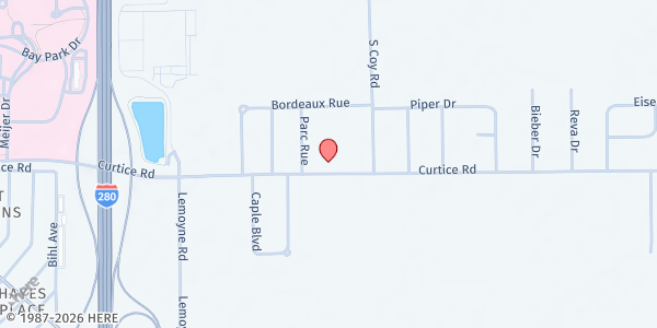 Map showing Food For Thought Northwood Church of God at 3375 Curtice Road, Northwood, OH