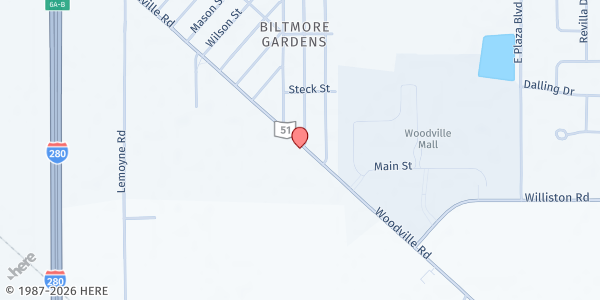 Map showing Foundation Stone Christian Center at 4532 Woodville Road, Northwood, OH