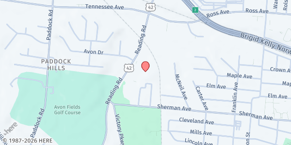 Map showing New Vision UMC at 4400 Reading Road, Norwood, OH