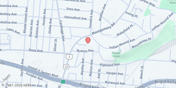 Map showing Zion UCC Food Pantry at 2301 Indian Mound Ave., Norwood, OH