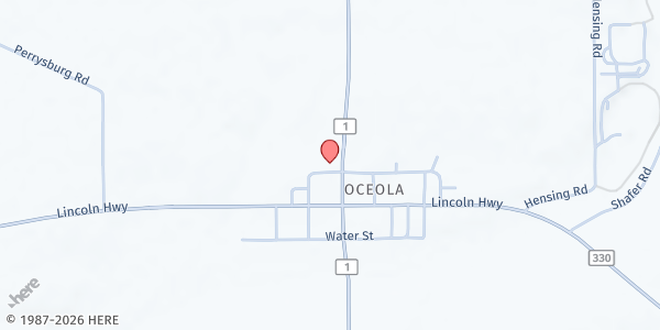 Map showing Pentecostal Tabernacle Of Oceola at 3938 Marion Melmore Rd., Oceola, OH
