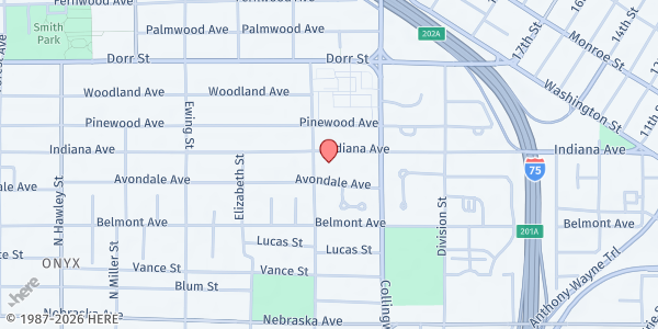 Map showing J. Frank Troy Senior Center at 545 Indiana Avenue, ONYX, OH