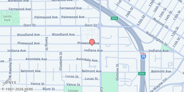 Map showing Pinewood Tabernacle at 531 Pinewood Avenue, ONYX, OH