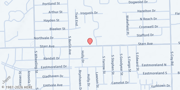 Map showing Echo Meadows Church Of Christ at 2905 Starr Ave., Oregon, OH