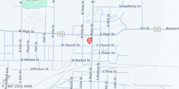 Map showing Friendship Meals at 301 N. Main St., Orrville, OH
