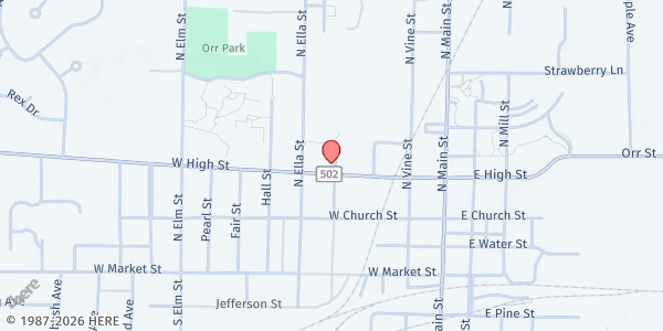 Map showing The Salvation Army - Orrville at 401 W. High Street, Orrville, OH
