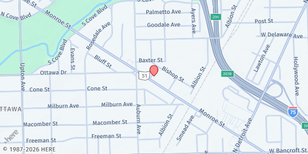 Map showing Greater Grace Christian Church at 3342 Monroe Street, Ottawa, OH