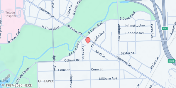 Map showing Monroe Street United Methodist Church at 3613 Monroe Street, Ottawa, OH