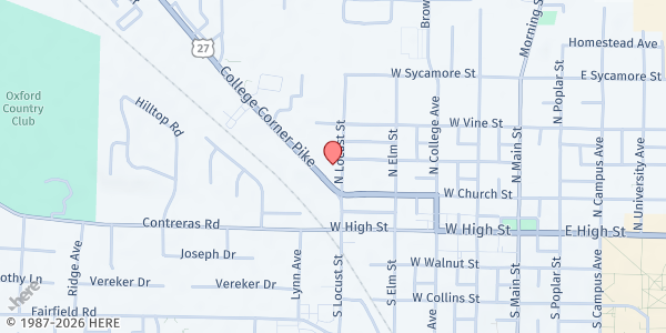 Map showing Oxford Community Choice Pantry at 400 W. Withrow St., Oxford, OH