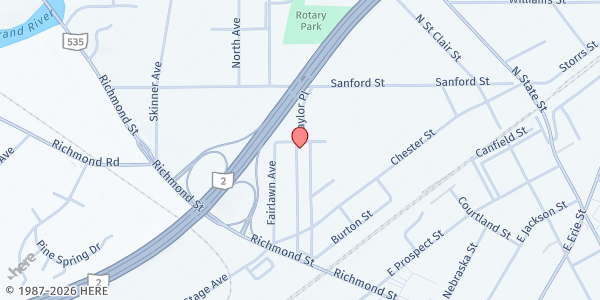 Map showing Calvary CME Church at 556 Lawnview Ave, Painesville, OH