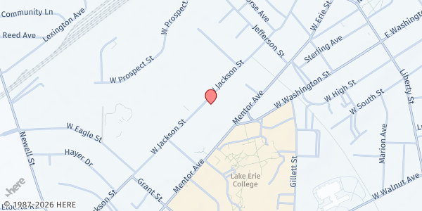 Map showing St. John Baptist Church at 361 W Jackson St, PAINESVILLE, OH