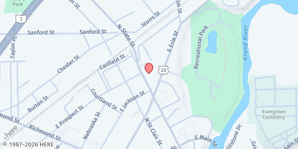 Map showing St. Mary's Painesville at 242 N State St, Painesville, OH