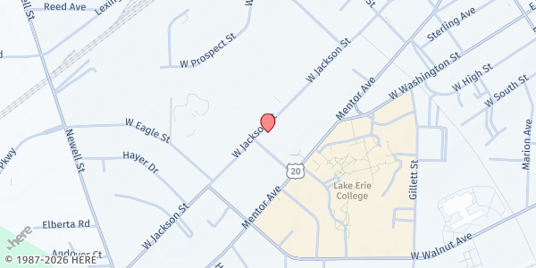 Map showing Zion Lutheran Church - Delivery Location at 477 West Jackson Street, Painesville, OH