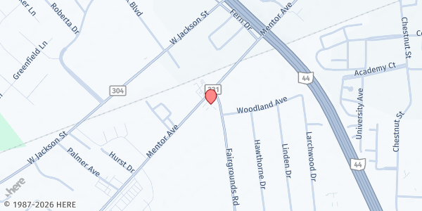 Map showing Prince of Peace Church at 1289 Mentor Ave, Painsville, OH