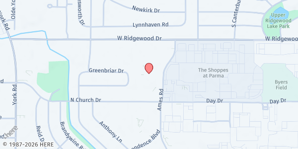 Map showing Rise in Love Mobile Pantry - Cleveland at 8971 W Ridgewood Drive, Parma Heights, OH