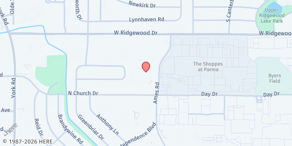 Map showing Rise in Love Mobile Pantry - Ridgewood at 8971 W Ridgewood Drive, Parma Heights, OH